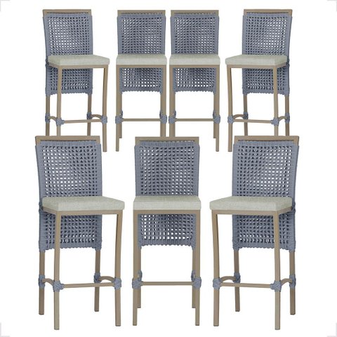 7 Banqueta em Alumínio Roma Fendi Corda Náutica Tecido 3