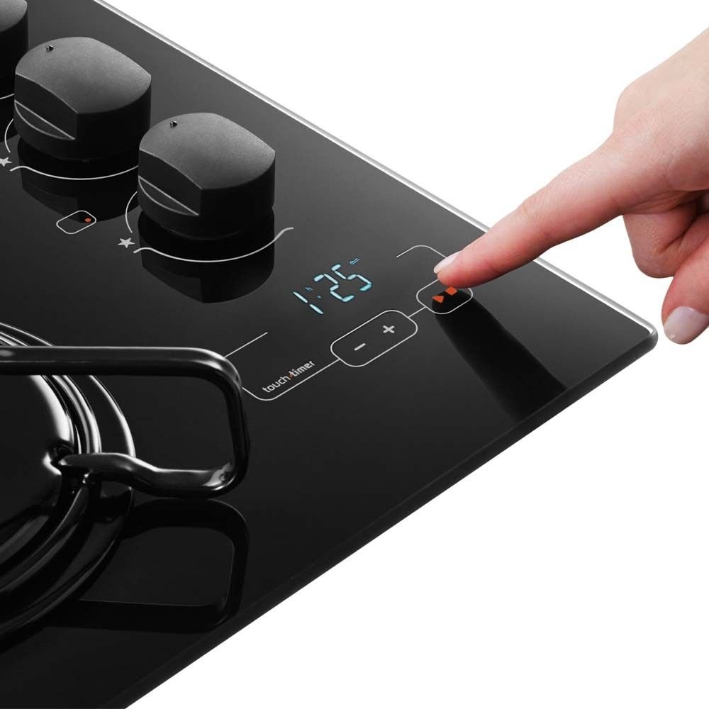 Cooktop Touch Timer 4 Bocas Vidro Preto Brastemp Bivolt Bdt62Aeuna MadeiraMadeira