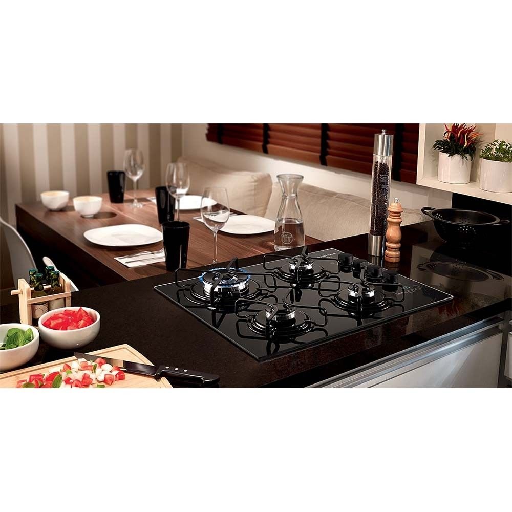 Cooktop Touch Timer 4 Bocas Vidro Preto Brastemp Bivolt Bdt62Aeuna MadeiraMadeira