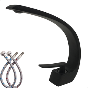Torneira de Banheiro Cascata Curva Gourmet Preto Fosco Monocomando Misturador Bancada Pia Black Slim