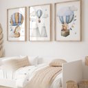 Ver imagem 1 de Kit 3 Quadros Decorativos Infantil - Dino e Baloes NO2 - 40x60 - Moldura Madeira