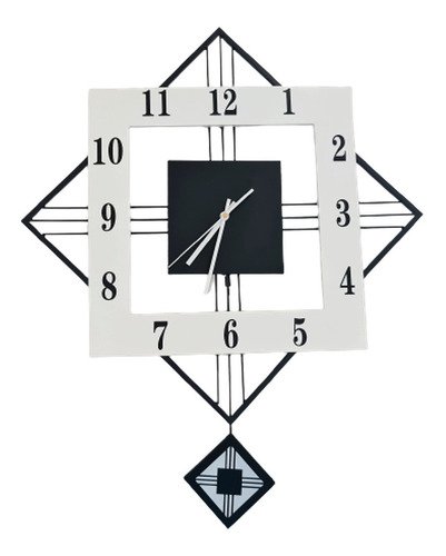 Relógio De Parede Retrô Vintage Preto E Branco Pendente 60cm - 1