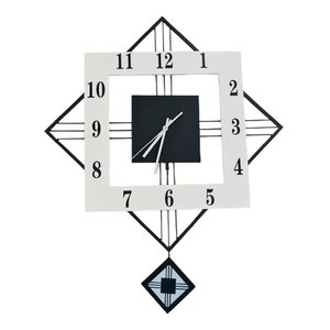 Relógio De Parede Retrô Vintage Preto E Branco Pendente 60cm