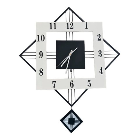 Relógio De Parede Retrô Vintage Preto E Branco Pendente 60cm