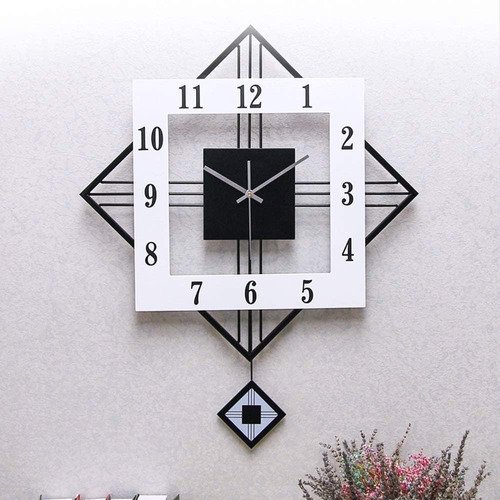 Relógio De Parede Retrô Vintage Preto E Branco Pendente 60cm - 2