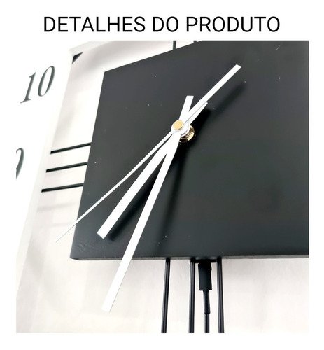 Relógio De Parede Retrô Vintage Preto E Branco Pendente 60cm - 7