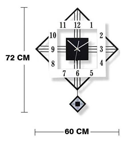 Relógio De Parede Retrô Vintage Preto E Branco Pendente 60cm - 8