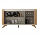 Ver imagem 3 de Balcão Buffet Pampulha 3 Portas 2 Prateleiras Off White/cinamomo - Valdemóveis