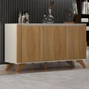 Ver imagem 1 de Balcão Buffet Pampulha 3 Portas 2 Prateleiras Off White/cinamomo - Valdemóveis