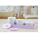 Ver imagem 4 de Kit Higiene Bebê Borboletas Jardim Bandeja Menina Banho Baby K210 Lilás