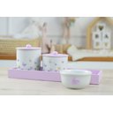 Ver imagem 6 de Kit Higiene Bebê Borboletas Jardim Bandeja Menina Banho Baby K210 Lilás