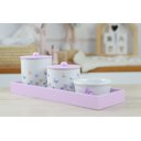 Ver imagem 1 de Kit Higiene Bebê Borboletas Jardim Bandeja Menina Banho Baby K210 Lilás
