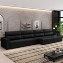 Ver imagem 1 de Sofá Retrátil 6 Lugares 364cm 4 Módulos Nero com USB Couro Preto G52 - Gran Belo