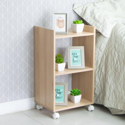 Estante Multiuso Carvalho para Quarto Sala com Rodízio 40cm