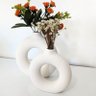 Conjunto Dois Vasos Decorativos Redondos Boho em Cerâmica Off-white - 2