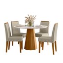 Ver imagem 1 de Conjunto Sala de Jantar Mesa Isis 117x117 4 Cadeiras Cecilia Ype/off White/veludo Nude