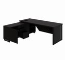 Ver imagem 5 de Mesa de Escritório Executiva com Armário Lateral e Caixa de Tomadas 3 Gavetas 200cm Corporate Preto