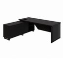 Ver imagem 2 de Mesa de Escritório Executiva com Armário Lateral e Caixa de Tomadas 3 Gavetas 200cm Corporate Preto