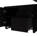 Ver imagem 7 de Mesa de Escritório Executiva com Armário Lateral e Caixa de Tomadas 3 Gavetas 200cm Corporate Preto