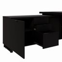Ver imagem 6 de Mesa de Escritório Executiva com Armário Lateral e Caixa de Tomadas 3 Gavetas 200cm Corporate Preto