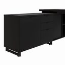 Ver imagem 4 de Mesa de Escritório Executiva com Armário Lateral e Caixa de Tomadas 3 Gavetas 200cm Corporate Preto