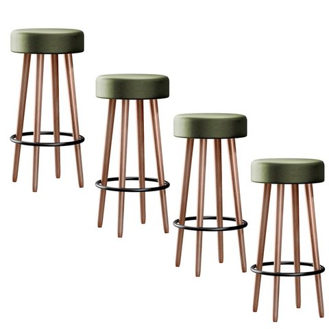 Kit 4 Banquetas Banco Alto Berlin Couro Verde Bar Cozinha Pés Madeira Mz Decor