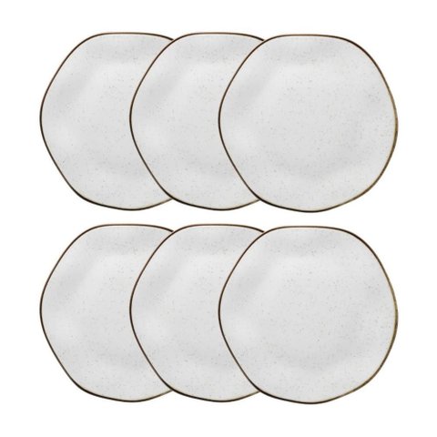 Kit 6 Pratos Rasos 27,5 Cm Maresia Porcelana Oxford