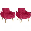 Ver imagem 1 de Kit 02 Poltrona Opala Suede Vermelho