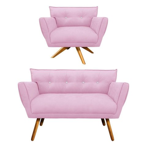 Kit 1 Namoradeira e 1 Poltrona Giratória Anitta Rosa Bebê