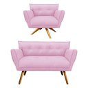 Ver imagem 1 de Kit 1 Namoradeira e 1 Poltrona Giratória Anitta Rosa Bebê