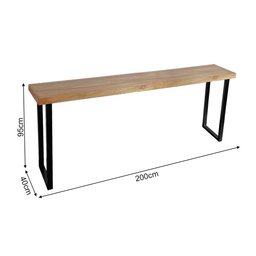 Bancada Gourmet 200cm com 4 Banquetas Industriais Bistrô Premium Base Preta - 5