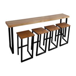 Bancada Gourmet 200cm com 4 Banquetas Industriais Bistrô Premium Base Preta - 1