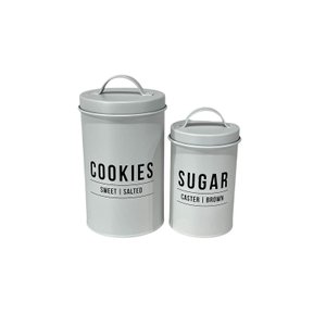 Kit de 2 Latas para Cookies e Açúcar com Tampa Hérmetica