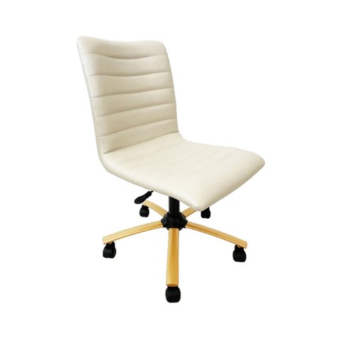 Cadeira Escritório Jaque Cor Off White Base Dourada com Regulagem de Altura Poltronas do Sul