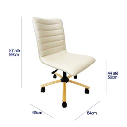 Cadeira Escritório Jaque Cor Off White Base Dourada com Regulagem de Altura Poltronas do Sul - 4