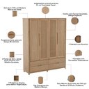 Ver imagem 5 de Guarda Roupa Solteiro 4 Portas 4 Gavetas 178cm Madeira Maciça Benton F06 Tauari - Lyam Decor