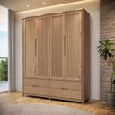 Ver imagem 3 de Guarda Roupa Solteiro 4 Portas 4 Gavetas 178cm Madeira Maciça Benton F06 Tauari - Lyam Decor