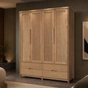 Ver imagem 4 de Guarda Roupa Solteiro 4 Portas 4 Gavetas 178cm Madeira Maciça Benton F06 Tauari - Lyam Decor