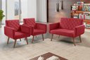 Ver imagem 4 de Conjunto Anabelle 2 Poltronas de 1 Lugar 1 Poltrona 2 Lugares Braço Unidecor Vermelho