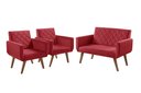 Ver imagem 1 de Conjunto Anabelle 2 Poltronas de 1 Lugar 1 Poltrona 2 Lugares Braço Unidecor Vermelho