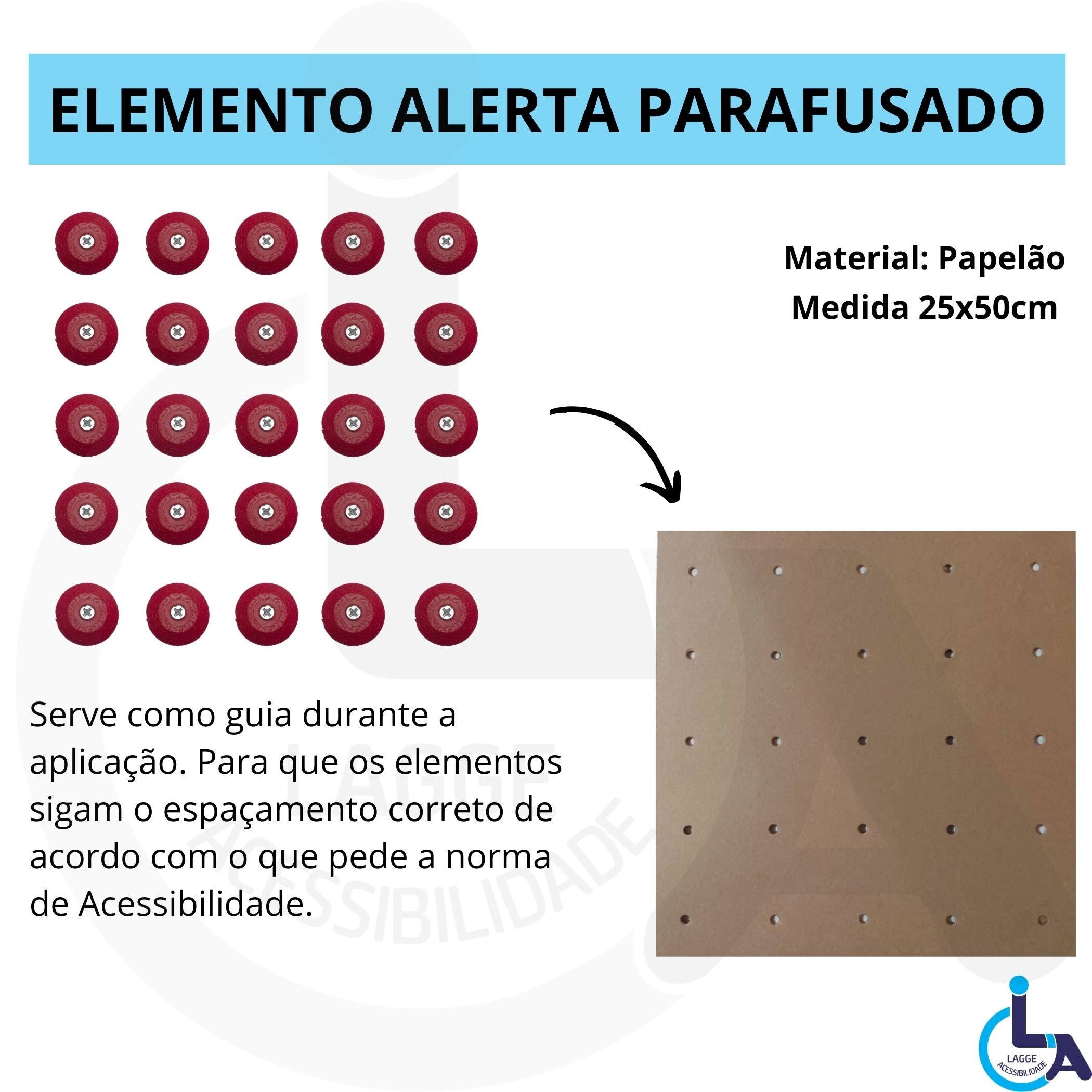 Elemento Tátil Alerta Pvc Parafusado Vermelho - 4