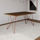 Ver imagem 1 de Mesa de Jantar Trama Base Cobre com Tampo Amêndoa 140 X 80 - Asturias - Cor: Marrom