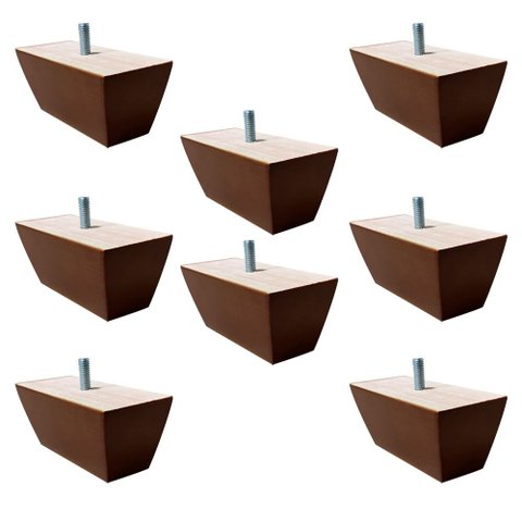 Kit 8 Pés de Madeira Retangular para Sofá 12cm - Mozzelar