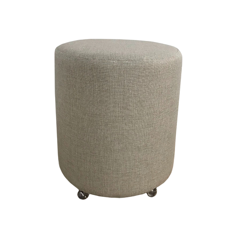 Puff Redondo Não É Segredo Linho Palha Rodinha 40x45 Nspr08l-r