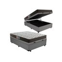 Ver imagem 1 de Cama Box com Baú Casal Abertura Pneumática Colchão Molas Bonnel Suede Cinza