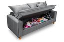 Ver imagem 2 de Sofa Living com Bau Multiuso 3 Lugares em Linho Pes em Madeira: Cinza