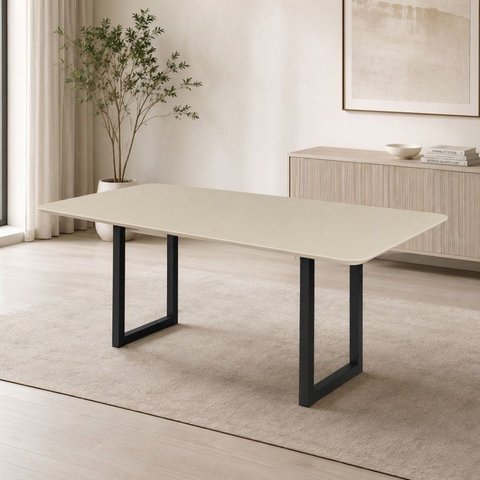 Mesa de Jantar 4 Lugares Tampo de Vidro 120cm Itália Branco/Preto/Off White