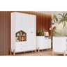Quarto Infantil Completo Ternura 2 Peças (1 Guarda Roupa + 1 Cômoda) Qi90 Branco/jequitiba - Henn - 1