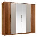Ver imagem 1 de Guarda Roupa Casal Atrice Ripado 6 Portas Nogueira Touch/nude Prime Tx com 2 Espelhos - Demartêz