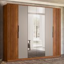 Ver imagem 2 de Guarda Roupa Casal Atrice Ripado 6 Portas Nogueira Touch/nude Prime Tx com 2 Espelhos - Demartêz
